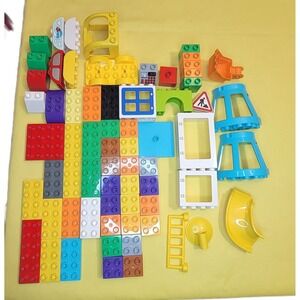 LEGO Duplo Bulk Lot Building Blocks Specialty Pieces Truck Crane Slide 66 pc